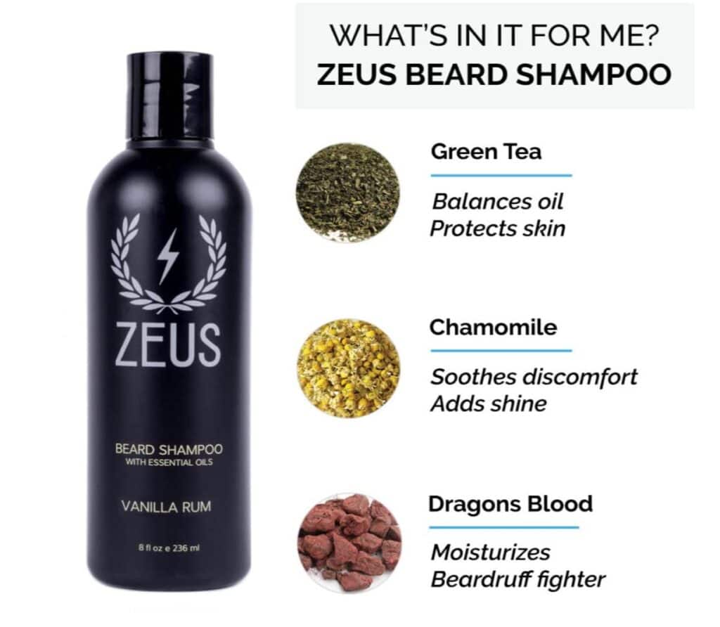 ZEUS Beard Wash & Beard Conditioner Set with Green Tea for Men