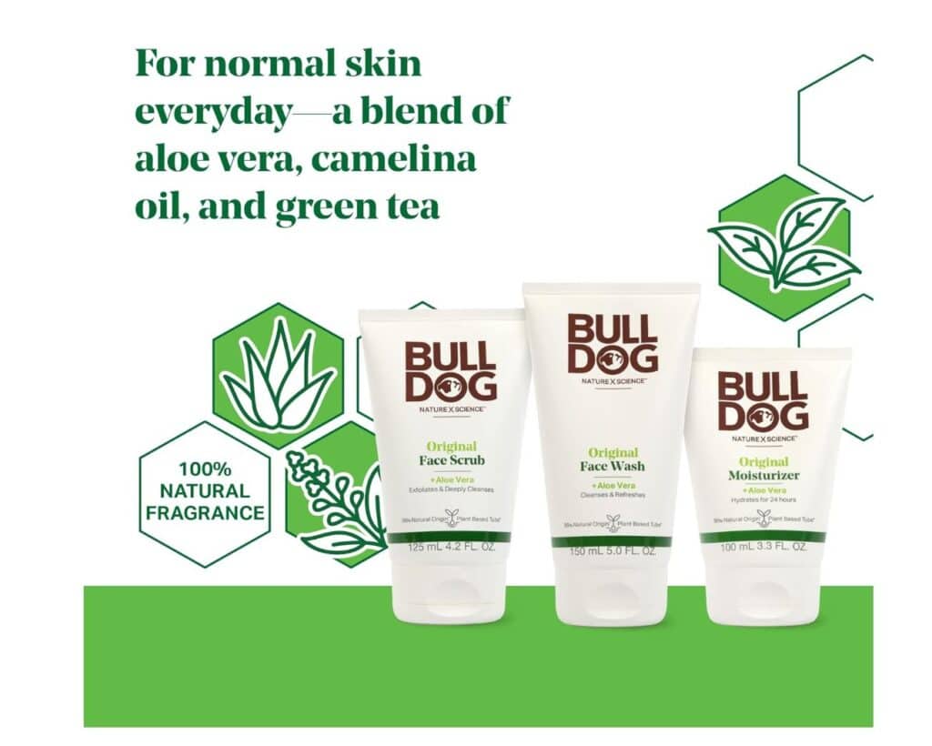 Bulldog Mens Skincare and Grooming Original Full Face Kit with Moisturizer, Face Wash & Face Scrub